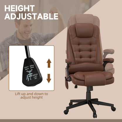 HOMCOM Brown Massage Office Chair - Vibration & Reclining Comfort