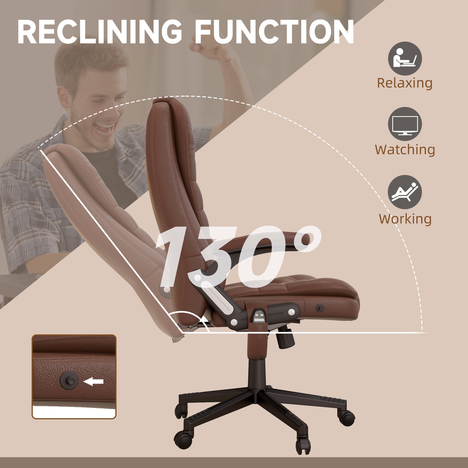 HOMCOM Brown Massage Office Chair - Vibration & Reclining Comfort