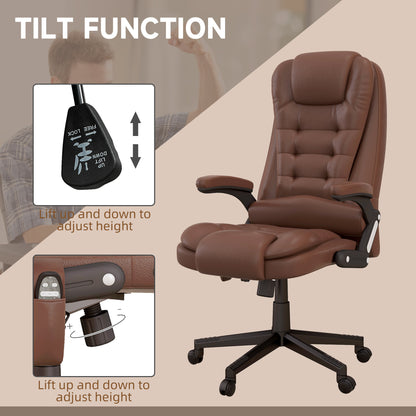 HOMCOM Brown Massage Office Chair - Vibration & Reclining Comfort