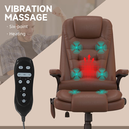 HOMCOM Brown Massage Office Chair - Vibration & Reclining Comfort