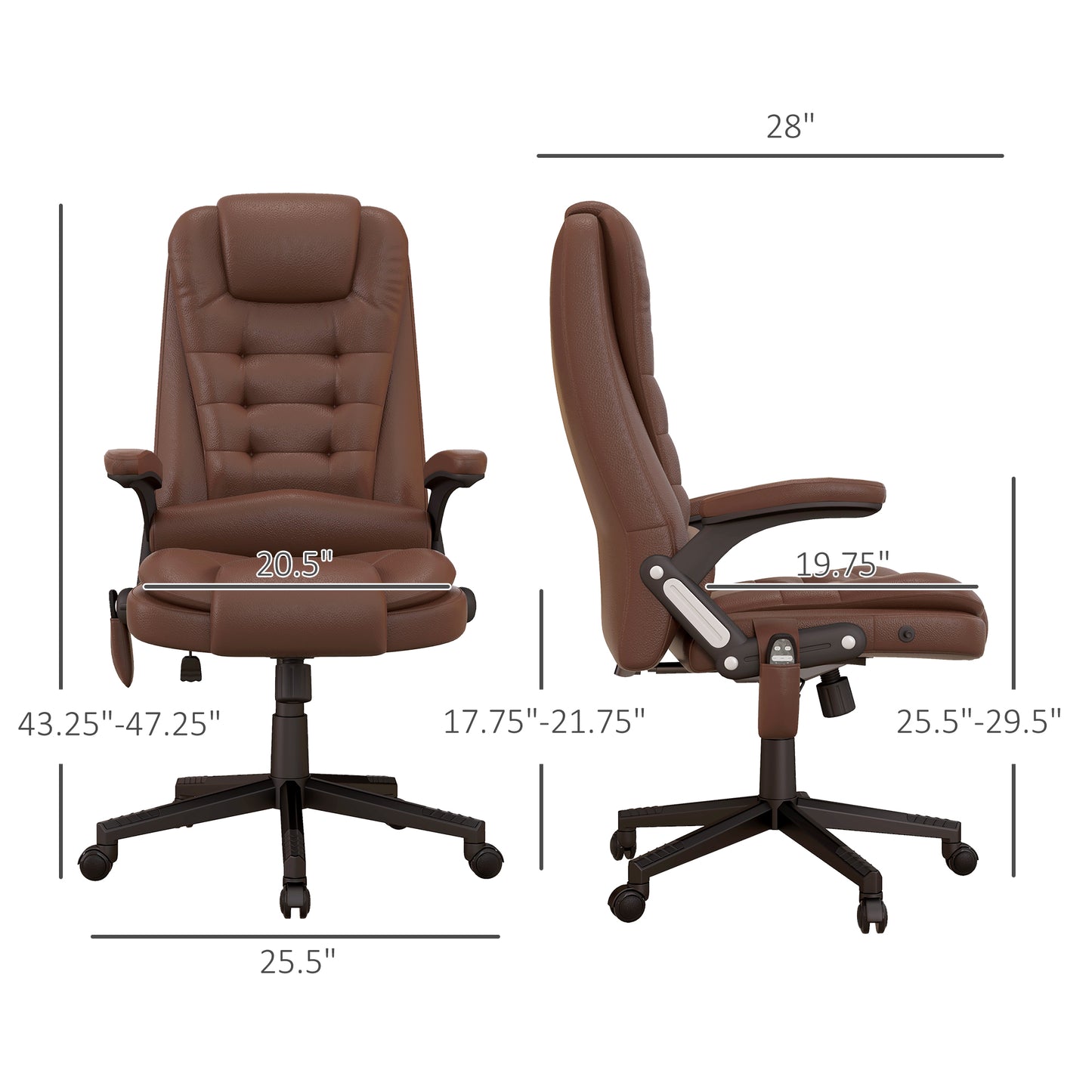 HOMCOM Brown Massage Office Chair - Vibration & Reclining Comfort