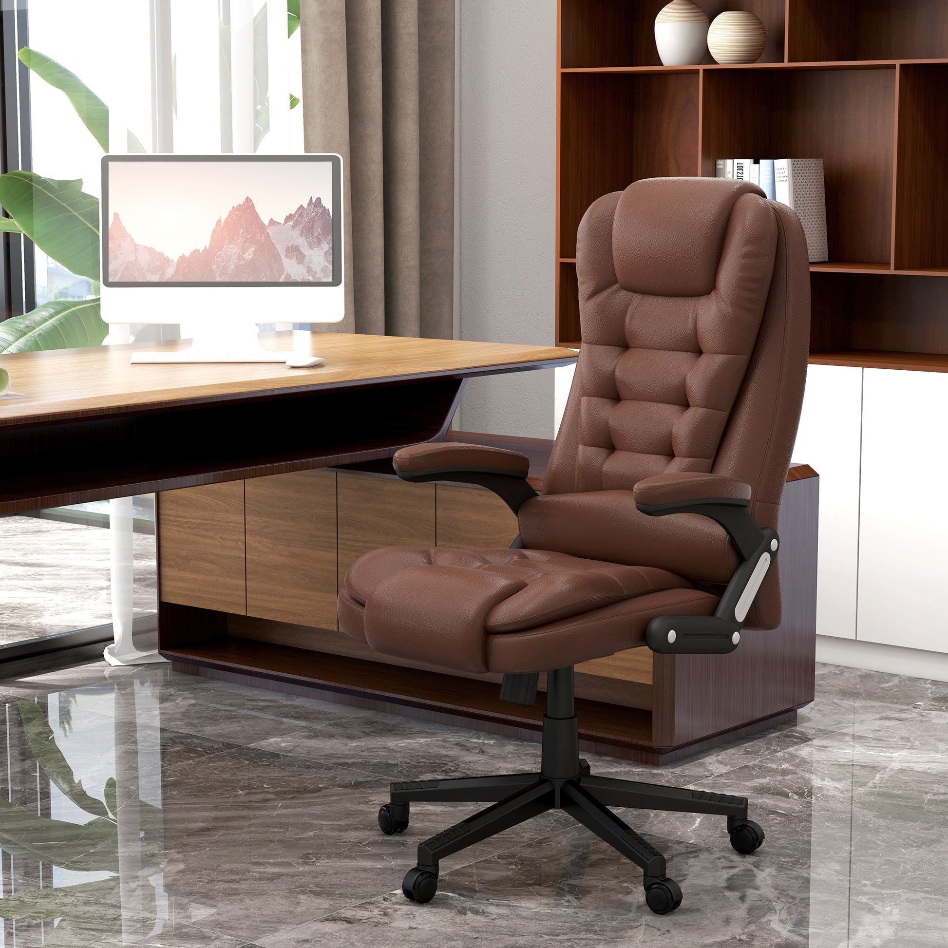HOMCOM Brown Massage Office Chair - Vibration & Reclining Comfort