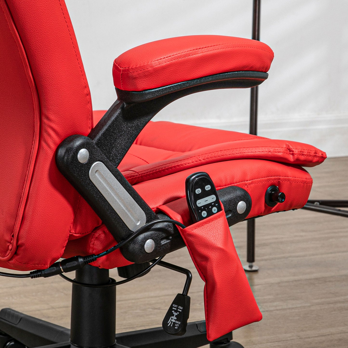 Red PU Massage Office Chair - Vibration Recliner