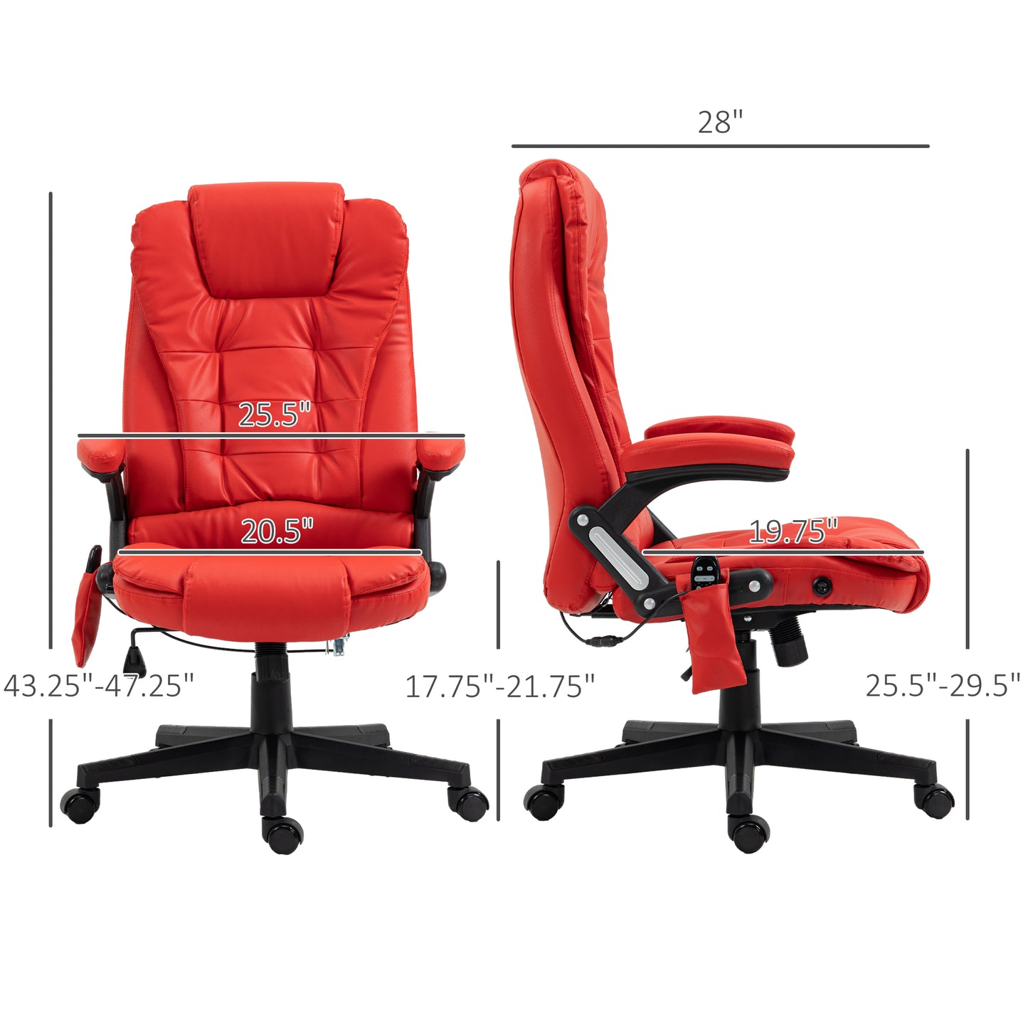 Red PU Massage Office Chair - Vibration Recliner