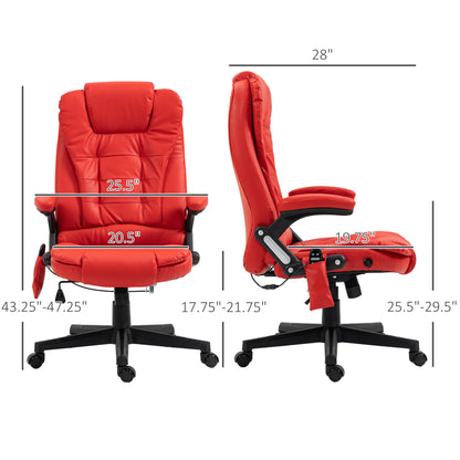 Red PU Massage Office Chair - Vibration Recliner