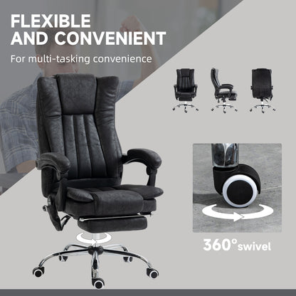Black Massage Office Chair with Heat and 6-Point Vibration for Workspace