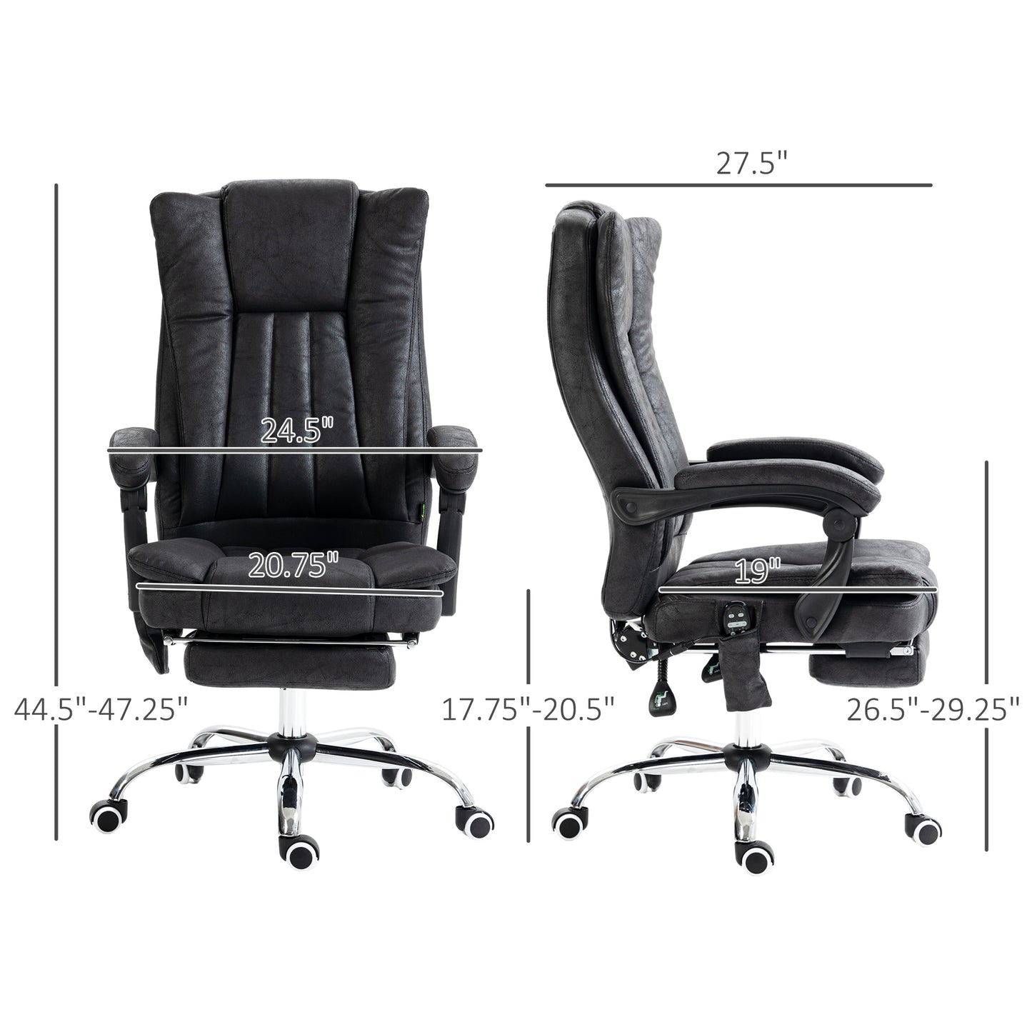 Black Massage Office Chair with Heat and 6-Point Vibration for Workspace