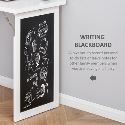 Foldable Computer Desk with Storage Shelf - White for Home Office
