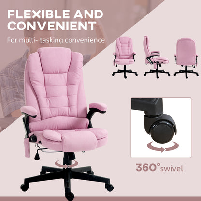 Pink Vibrating Massage Office Chair - Adjustable Height