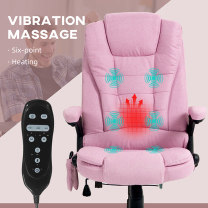Pink Vibrating Massage Office Chair - Adjustable Height