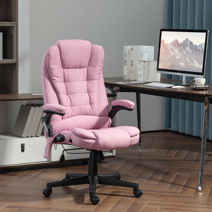 Pink Vibrating Massage Office Chair - Adjustable Height