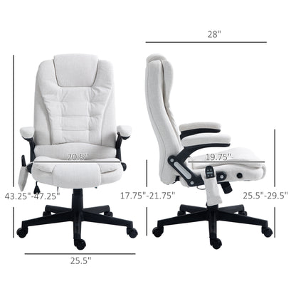 HOMCOM Massage Office Chair - Cream White, 6 Point Vibration & Heat