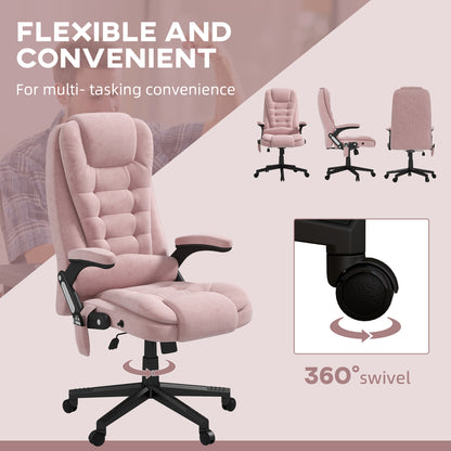 Pink Vibrating Massage Office Chair - Adjustable Height