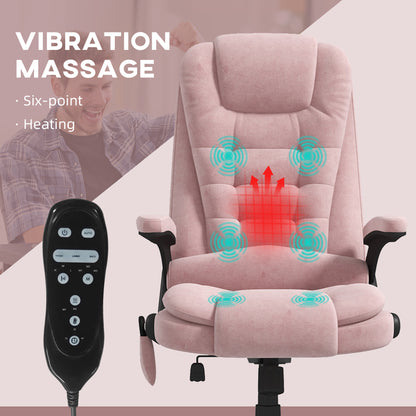 Pink Vibrating Massage Office Chair - Adjustable Height