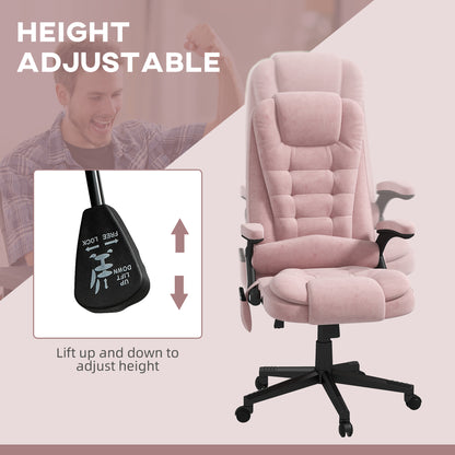 Pink Vibrating Massage Office Chair - Adjustable Height