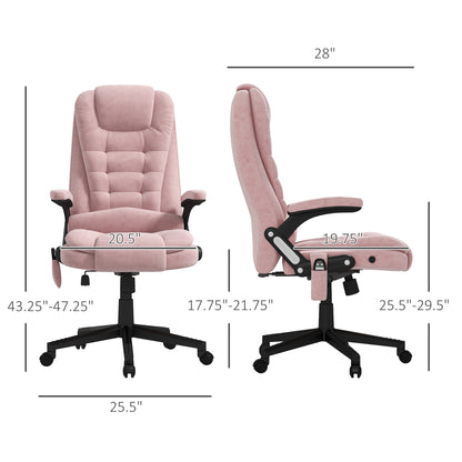Pink Vibrating Massage Office Chair - Adjustable Height