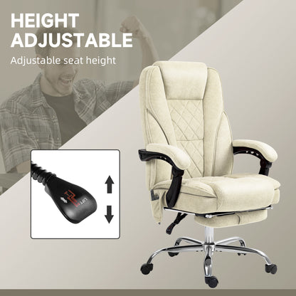 Beige Massage Office Chair with Footrest - Reclining & Heat