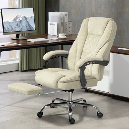 Beige Massage Office Chair with Footrest - Reclining & Heat