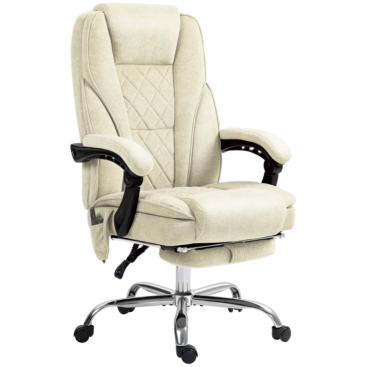 Beige Massage Office Chair with Footrest - Reclining & Heat