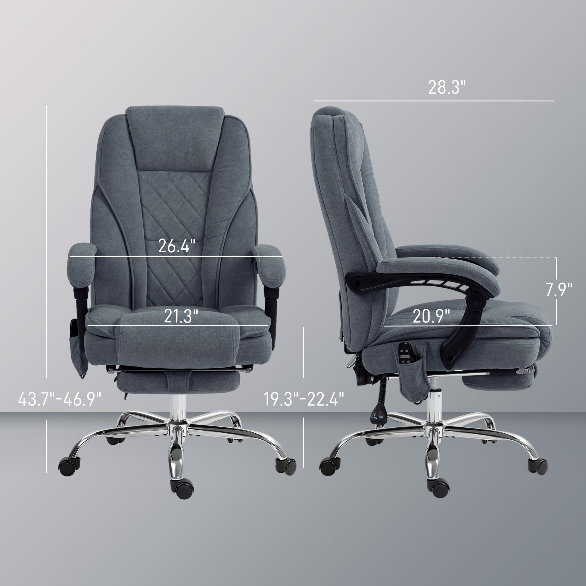 Gray Massage Office Chair with Footrest & Heat