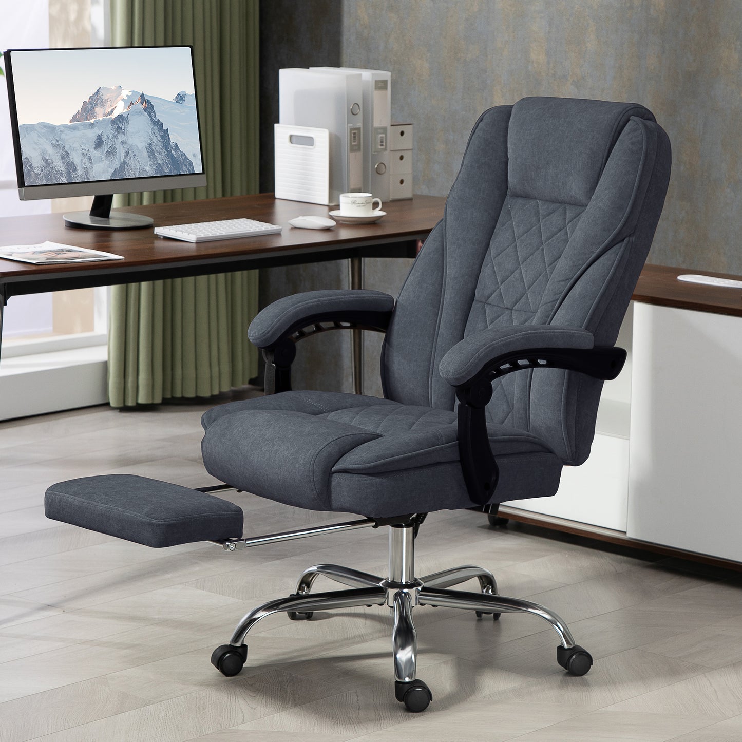 Gray Massage Office Chair with Footrest & Heat