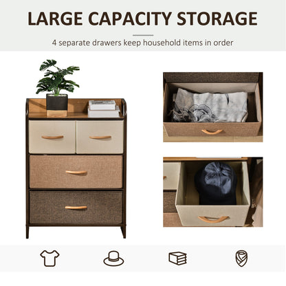 4-Drawer Storage Dresser with Foldable Drawers - MDF & Steel for Bedroom