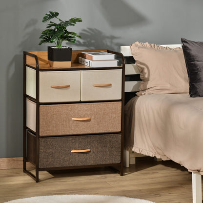 4-Drawer Storage Dresser with Foldable Drawers - MDF & Steel for Bedroom