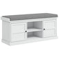 White Shoe Bench with Storage - Comfortable Entryway Seat