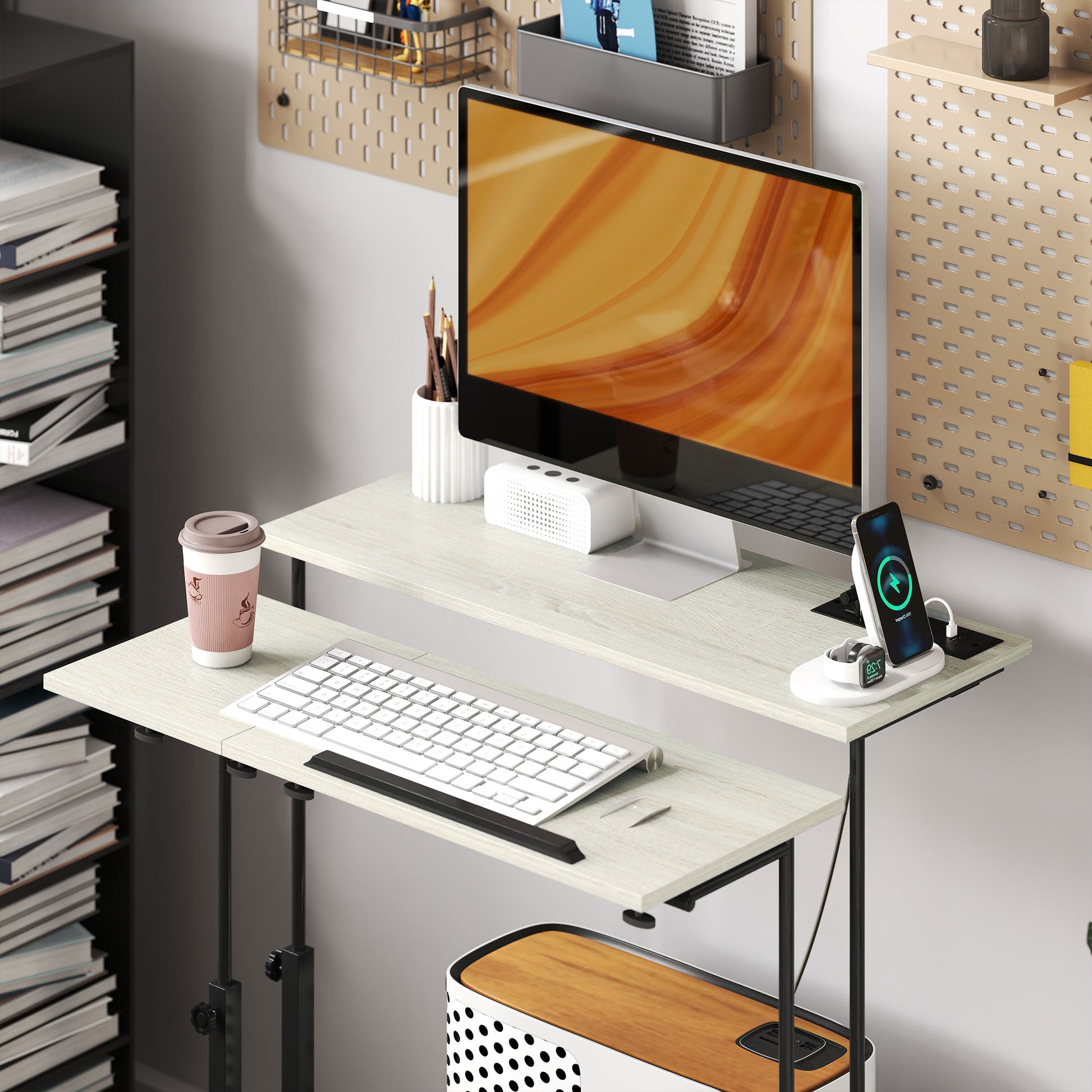 Adjustable Height Standing Desk - Wood Finish for Home Office