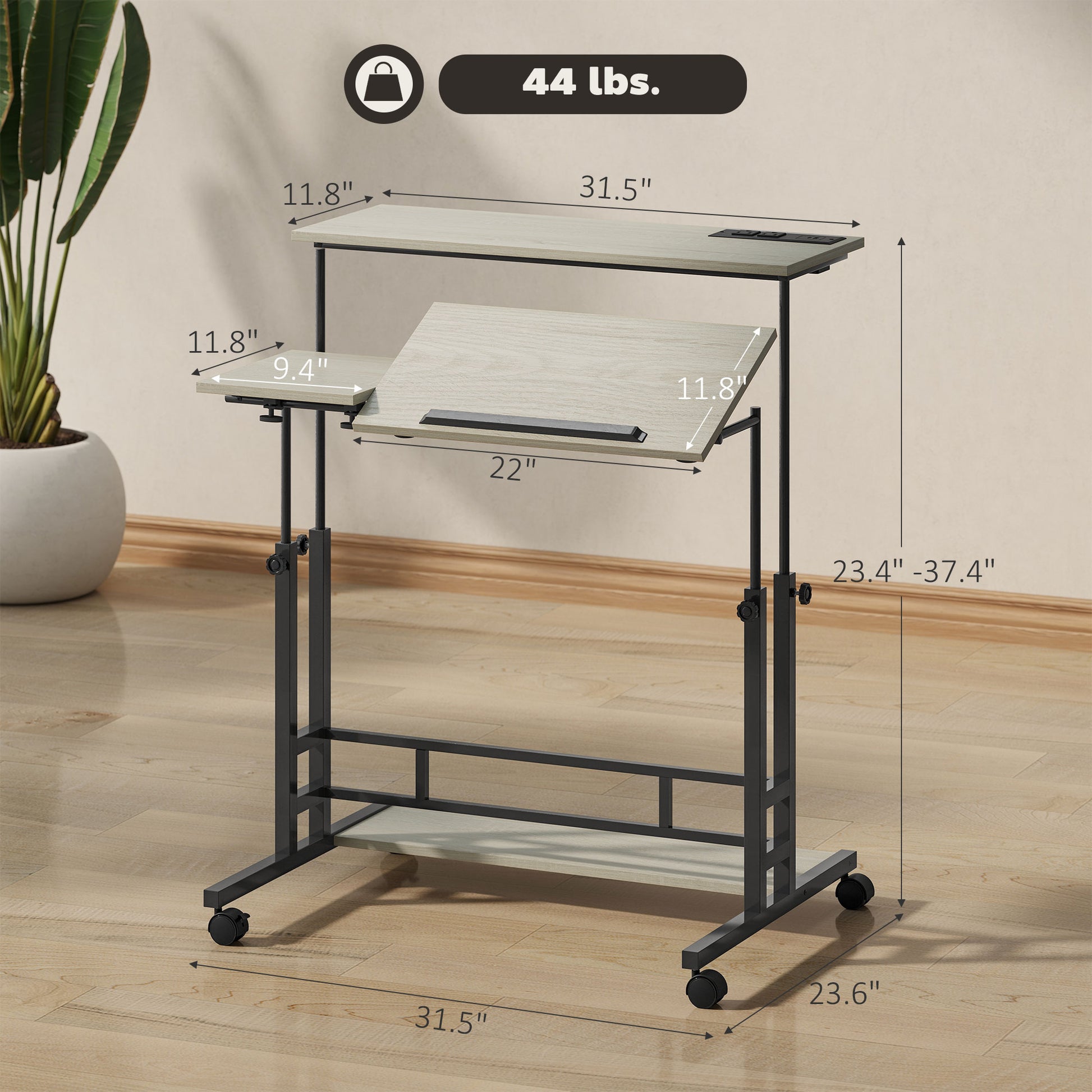 Adjustable Height Standing Desk - Wood Finish for Home Office
