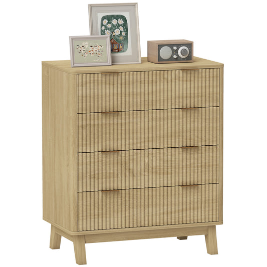 Wood Nightstand with 4 Drawers - MDF Chest of Drawers for Bedroom
