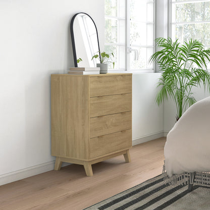 Wood Nightstand with 4 Drawers - MDF Chest of Drawers for Bedroom