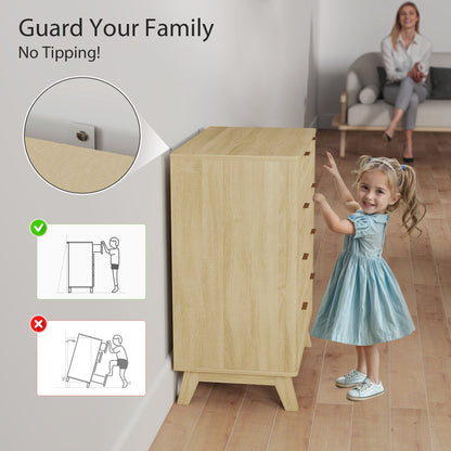 Wood Nightstand with 4 Drawers - MDF Chest of Drawers for Bedroom