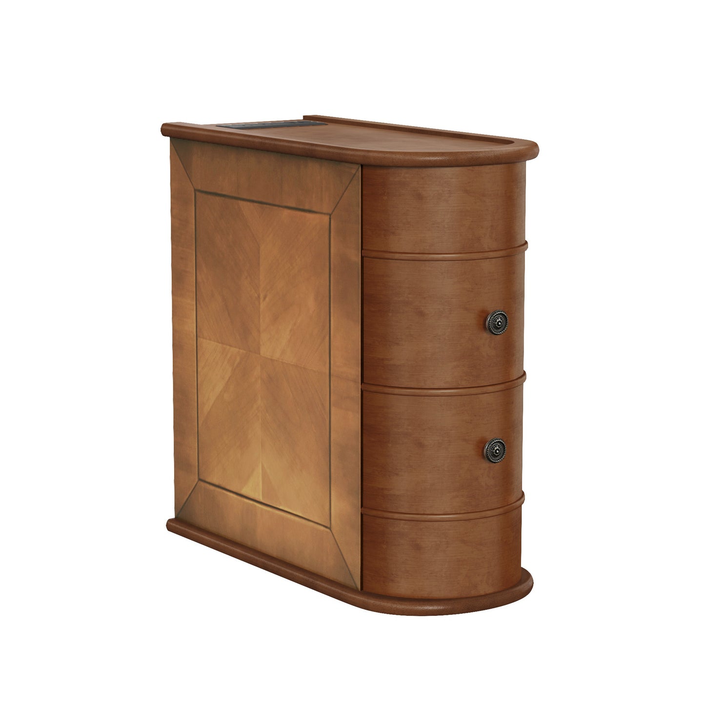 Natural MDF End Table with Storage and Charging Station for Bedroom