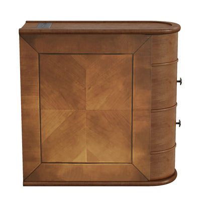 Natural MDF End Table with Storage and Charging Station for Bedroom