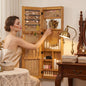 Solid Wood Jewelry Armoire Organizer Cabinet with Full-Length Mirror, 47.5x14.3 in Wall-Mounted Lockable with LED Light