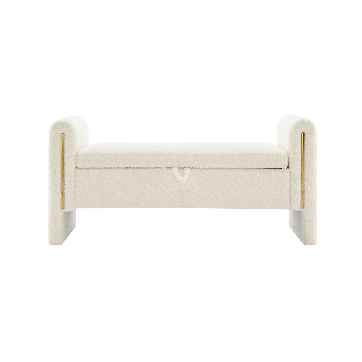 Cream Storage Ottoman Bench - Modern Foot Rest Stool for Bedroom, Dorm, or Living