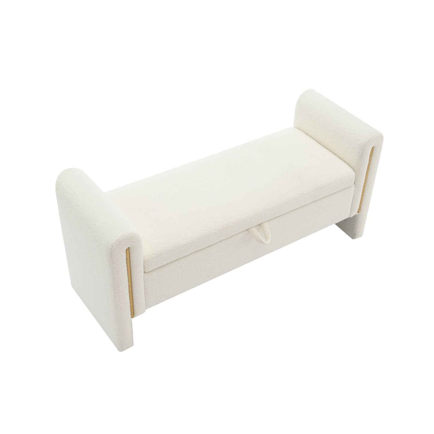 Cream Storage Ottoman Bench - Modern Foot Rest Stool for Bedroom, Dorm, or Living