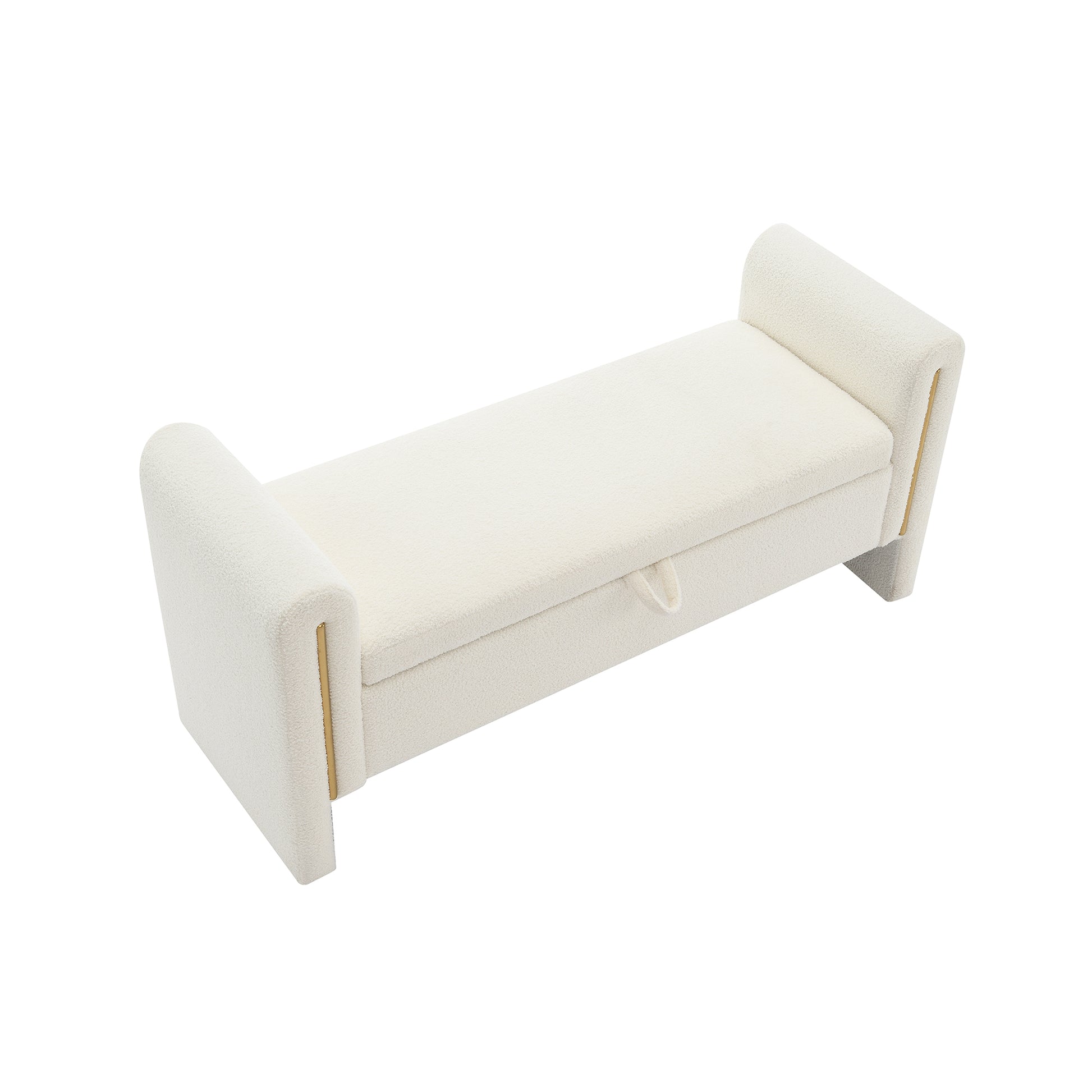 Cream Storage Ottoman Bench - Modern Foot Rest Stool for Bedroom, Dorm, or Living