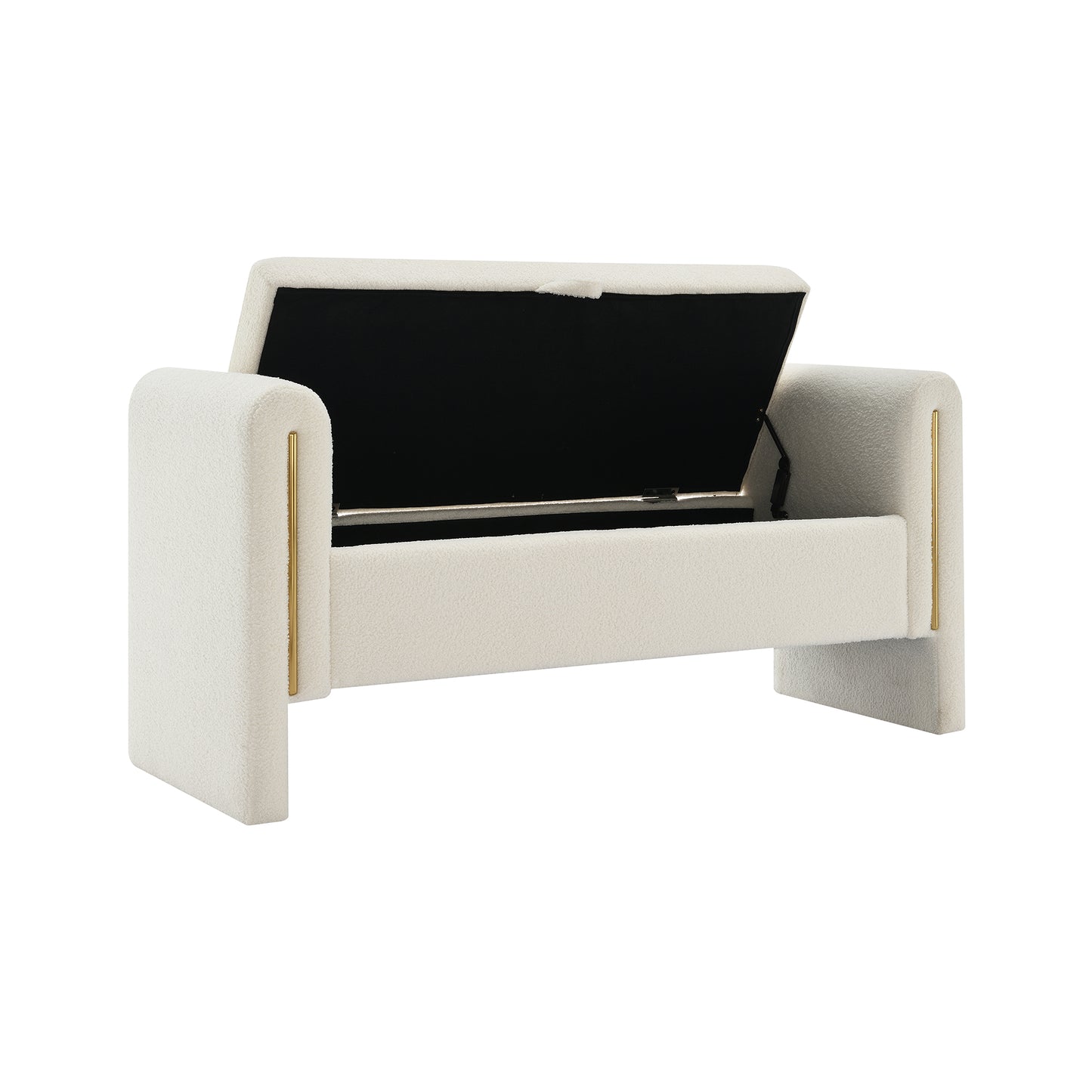 Cream Storage Ottoman Bench - Modern Foot Rest Stool for Bedroom, Dorm, or Living