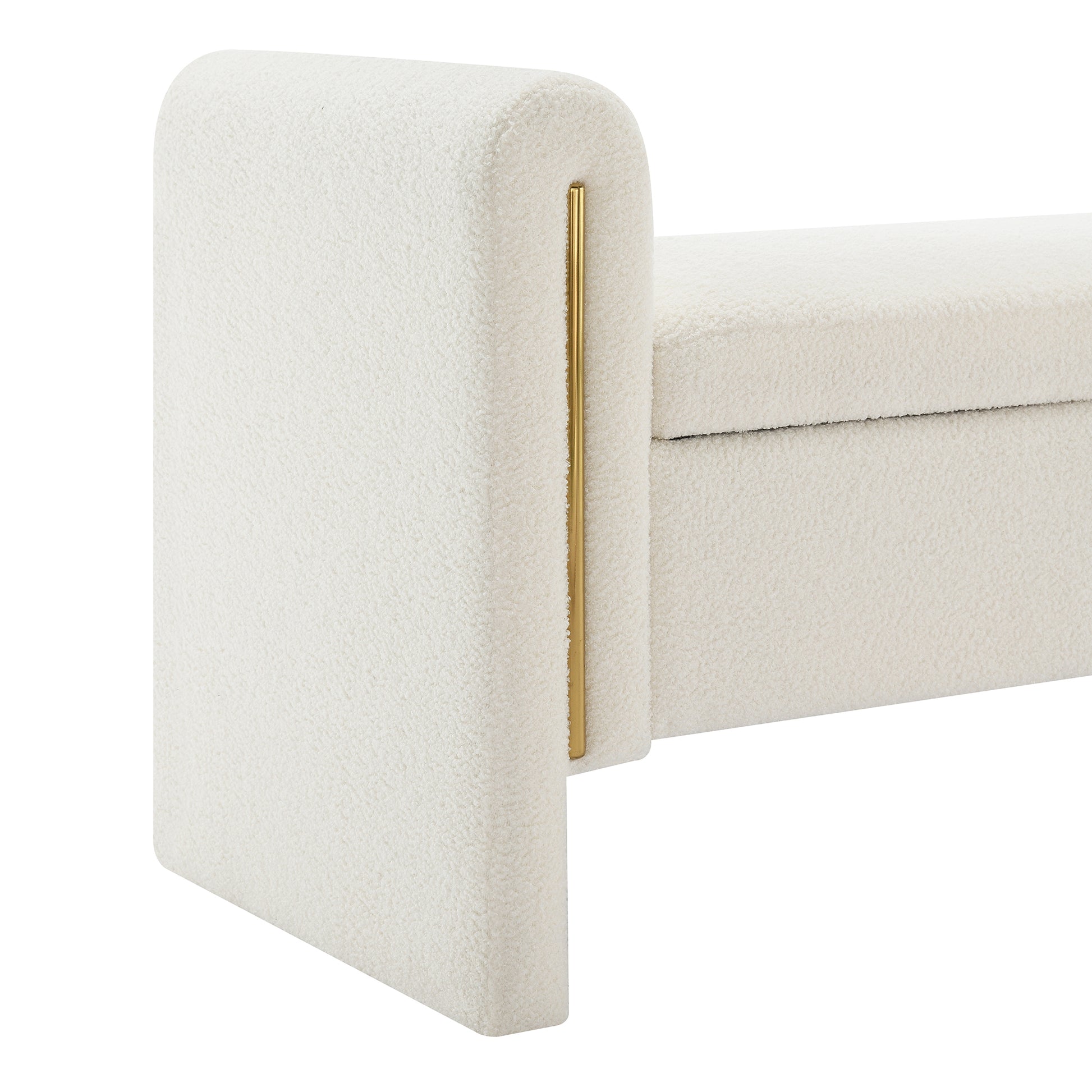 Cream Storage Ottoman Bench - Modern Foot Rest Stool for Bedroom, Dorm, or Living