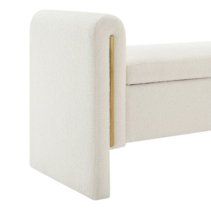 Cream Storage Ottoman Bench - Modern Foot Rest Stool for Bedroom, Dorm, or Living