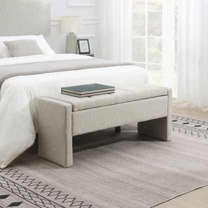 Light Grey Bed End Bench with Storage - Foot Rest Stool