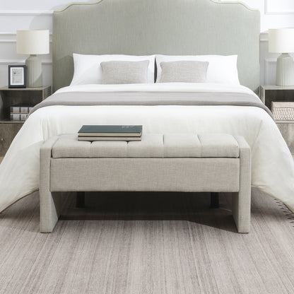 Light Grey Bed End Bench with Storage - Foot Rest Stool