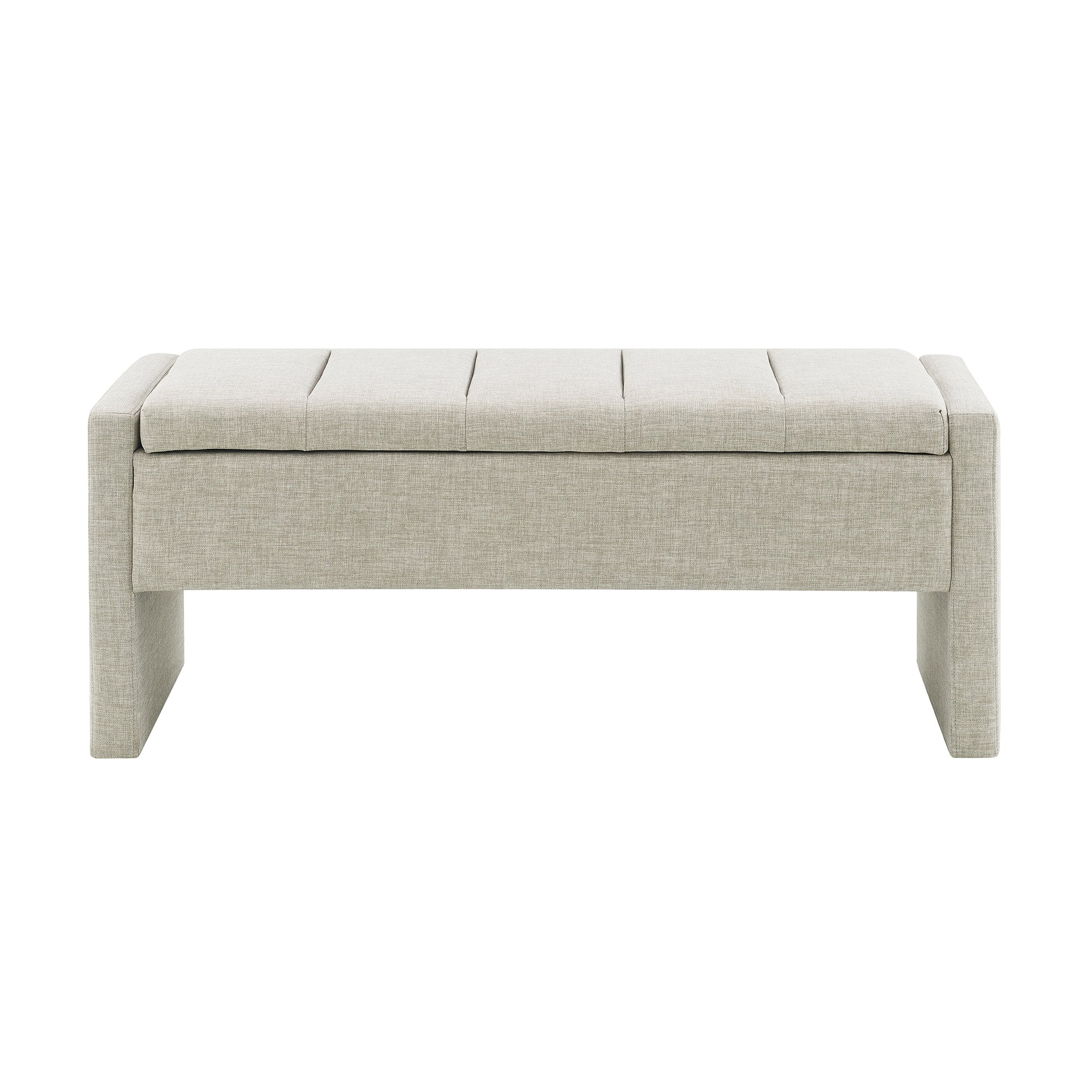 Light Grey Bed End Bench with Storage - Foot Rest Stool