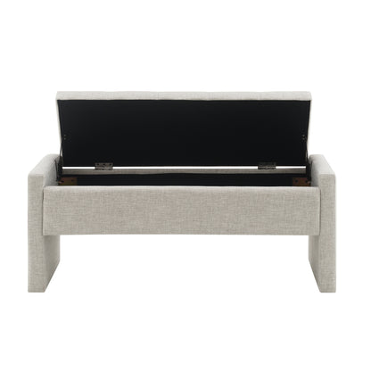 Light Grey Bed End Bench with Storage - Foot Rest Stool