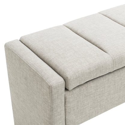 Light Grey Bed End Bench with Storage - Foot Rest Stool