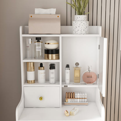 3-in-1 White Makeup Vanity with Storage & LED Mirror for Bedroom