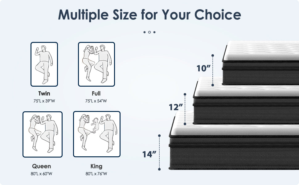 Queen Size Foam Spring Mattress - 12 Inch Hybrid
