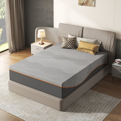 Full Size Mattress,14 Inch Memory Foam Mattress, Fiberglass Free, Medium Feel, Breathable Cooling Layers, Certified Safe Materials